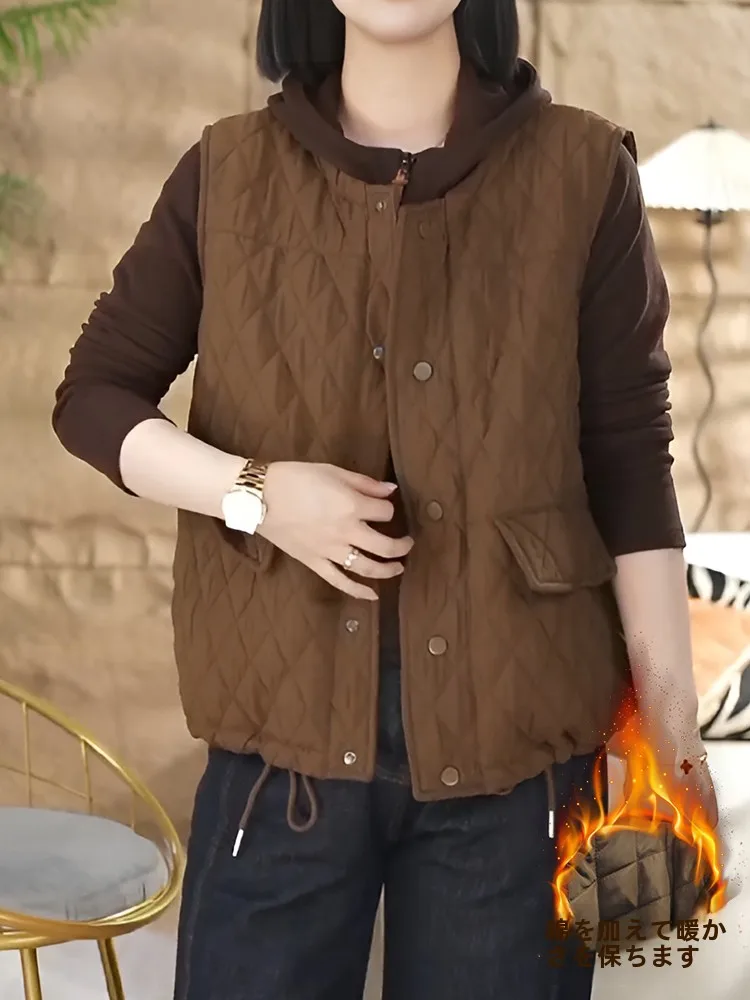 Большие размеры осенне-зимний молодежный повседневный женский хлопковый жилет с