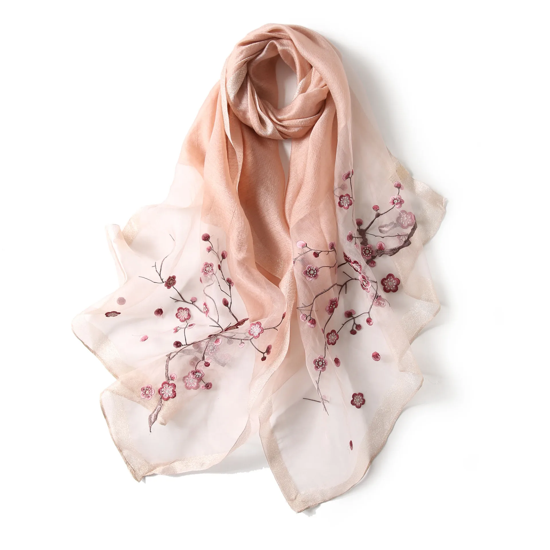 

Silk Wool Scarf Plum Blossom Butterfly Embroidered Women Shawls and Wraps Lady Travel Pashmina High Quality Winter Neck Scarves
