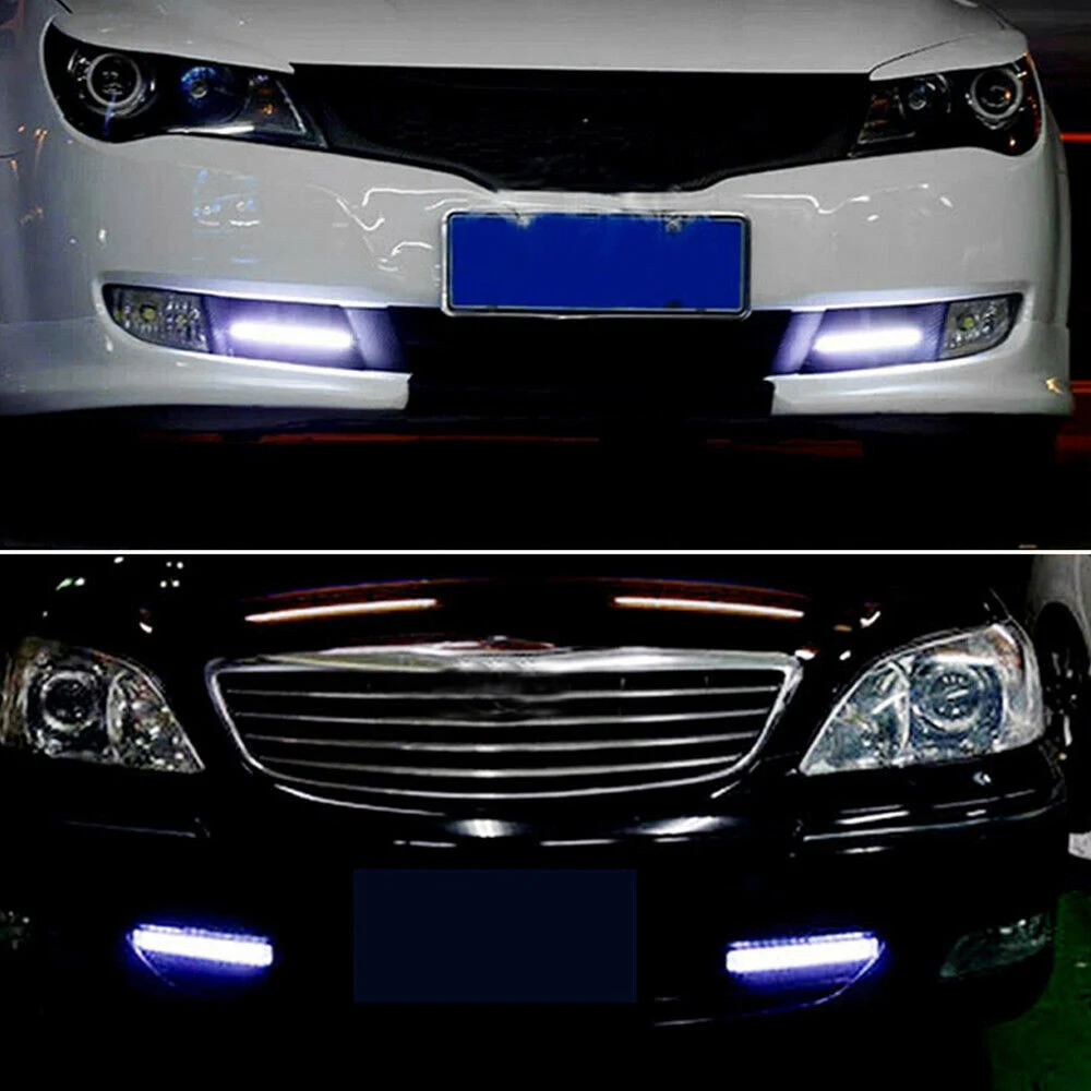 

4pcs White 12V LED Strip DRL Daytime Fog Car Lamp Waterproof Car Accessories High-quality Running Lights Ambient Light