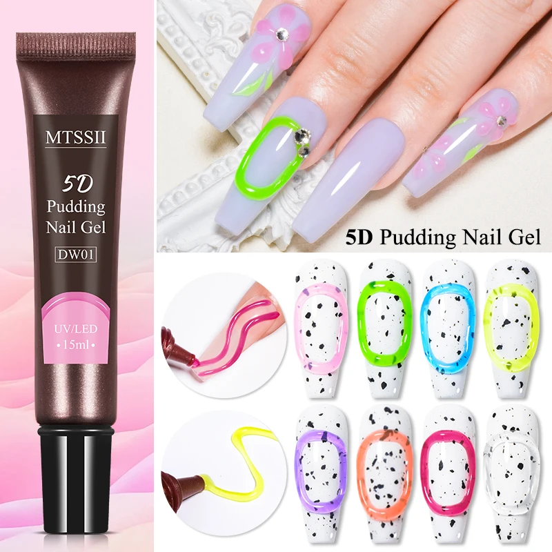 

5D Pudding Gel 15ml Tube Emboss Korean-style Nail Macaron Solid Gel Full Coverage DIY Elastic Translucent Nail Phototherapy Glue