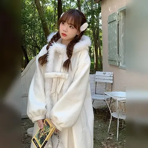 Теплое толстое шерстяное пальто в студенческом стиле женская зимняя одежда