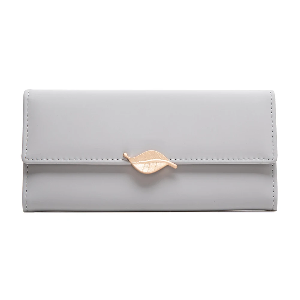 Fancy Golden Leaves Buckle Long Wallet For Women Wear-Resistant Ultra-thin Coin Purse Money Card Storage Unique Handbags