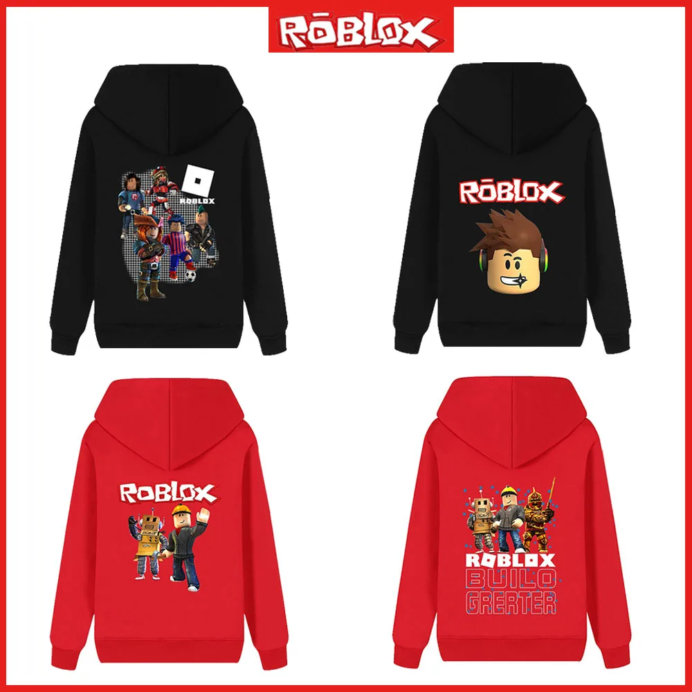 

Roblox Autumn Winter Casual Pullover Round Neck Children Long Sleeves Pure Cotton Pile Thickened Boys Cartoon Hoodie Christmas