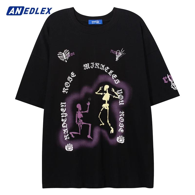 

Men T-Shirt Streetwear Hip Hop Funny Skull Skeleton Proposal Couple T Shirts Fashion Harajuku Summer Cotton Short Sleeve Tops