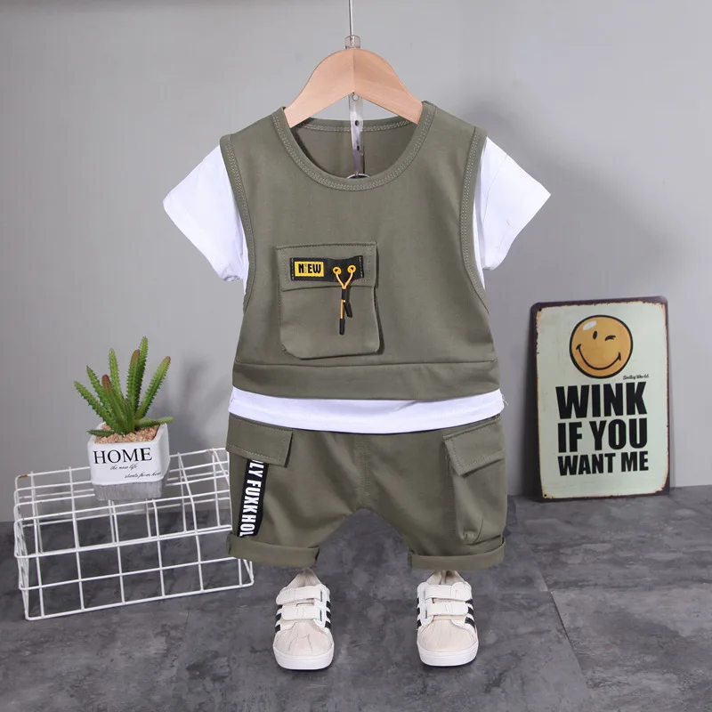 

Mom Kids Summer Kids Girls Fashion Clothing Baby Boys Cotton T-Shirt Shorts 2PCS Set Kids Baby Clothes Toddler Casual Sportswear