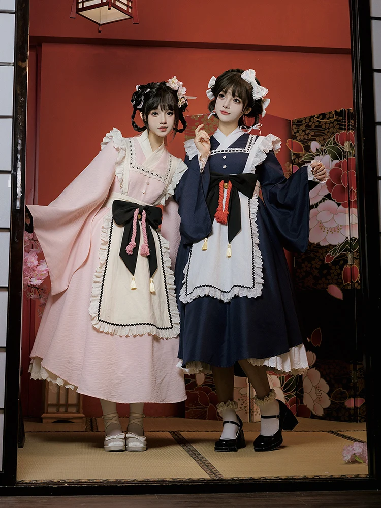 Длинное платье-кимоно в стиле лолита для косплея милое весеннее платье горничной