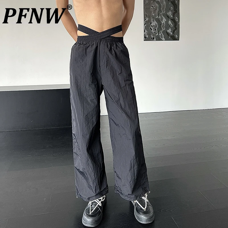 

Брюки PFNW мужские с эластичным поясом, модные повседневные винтажные однотонные мешковатые штаны в стиле High Street, 12A9986, весна-лето