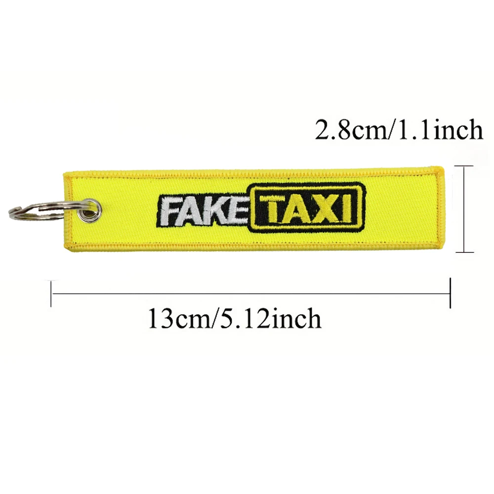 

Брелок Для Ключей С Логотипом Искусственного Такси, Желтая Бирка, Двусторонняя Вышивка, Брелоки Из Сплава Для Мотоцикла