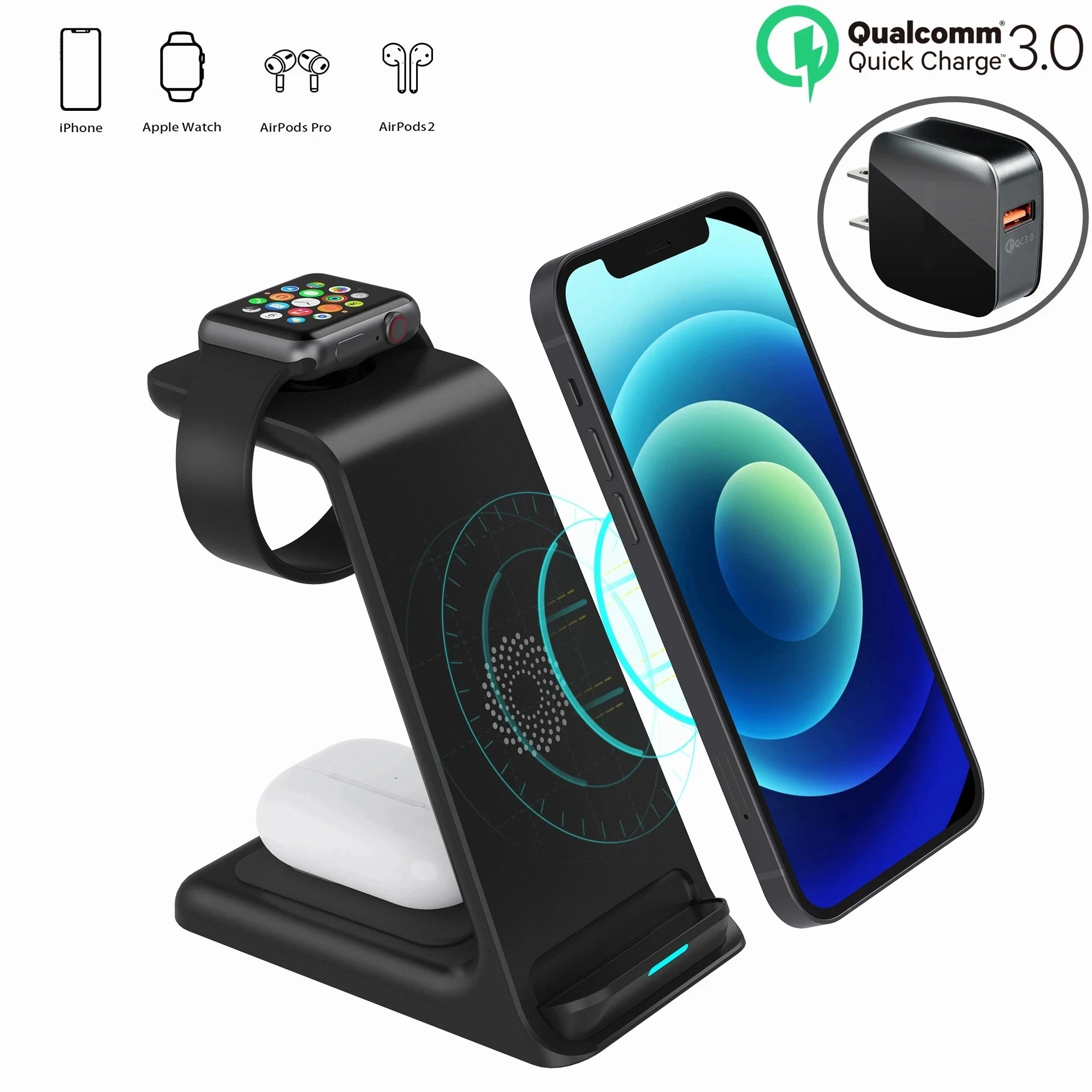 

3in1 Wireless Charger Fast Charging For iPhone 13 12 Pro Max Mini For Apple iWatch 3 4 6 5 Magnetic For Airpods Pro15W Charger