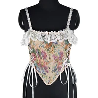 corsets for women sexy court style corset top gothic print corset bustier lace crop fishbone corset suspenders womens corset
