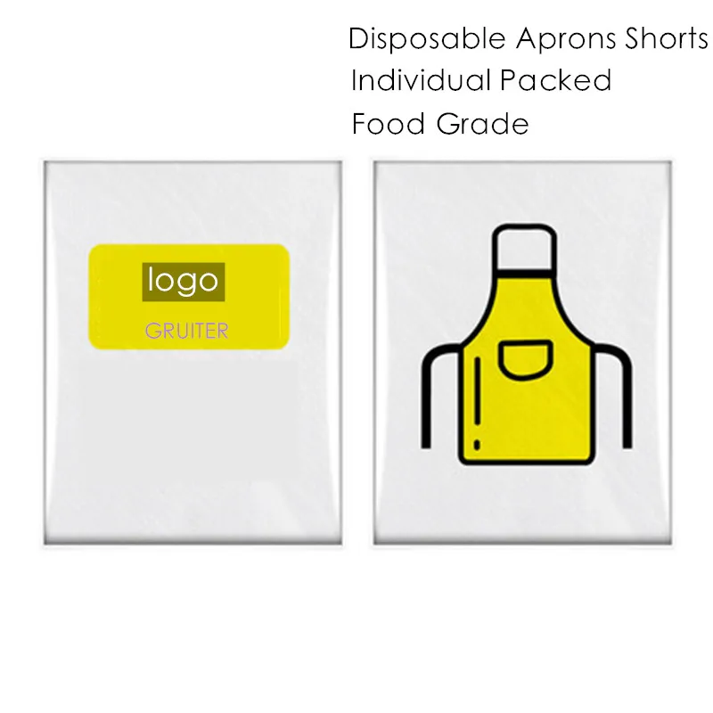 

100pc Disposable Aprons Individual Shorts Poly Apron Waterproof Thicker for Kid Paint Cooking Picnic Restaurant Logo Print