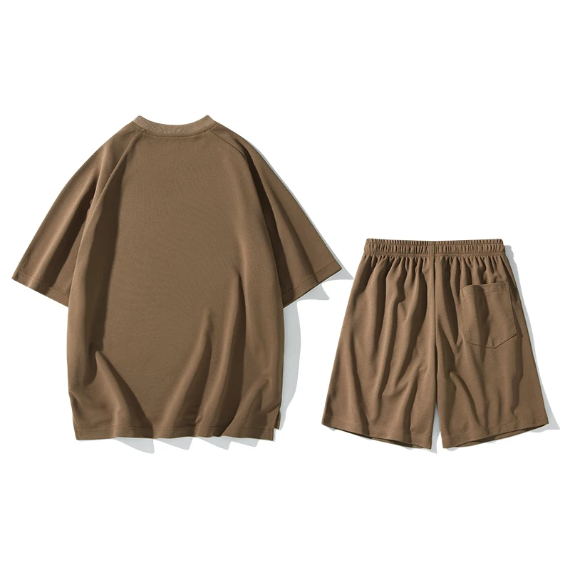 2023 Summer Thin T-shirt Sports Casual Two-Piece Suit Ice Silk Shorts Short-Sleeved Suit Men's Casual Cropped Pants