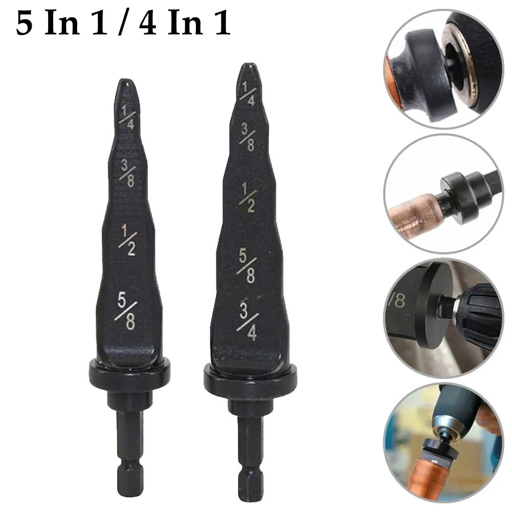 

5 In1 Pipe Expander Hex Shank Imperial Copper Tube Drill Bit Air Conditioner Repair Swaging Rotary Tool 1/4" 3/8" 1/2" 5/8" 3/4"