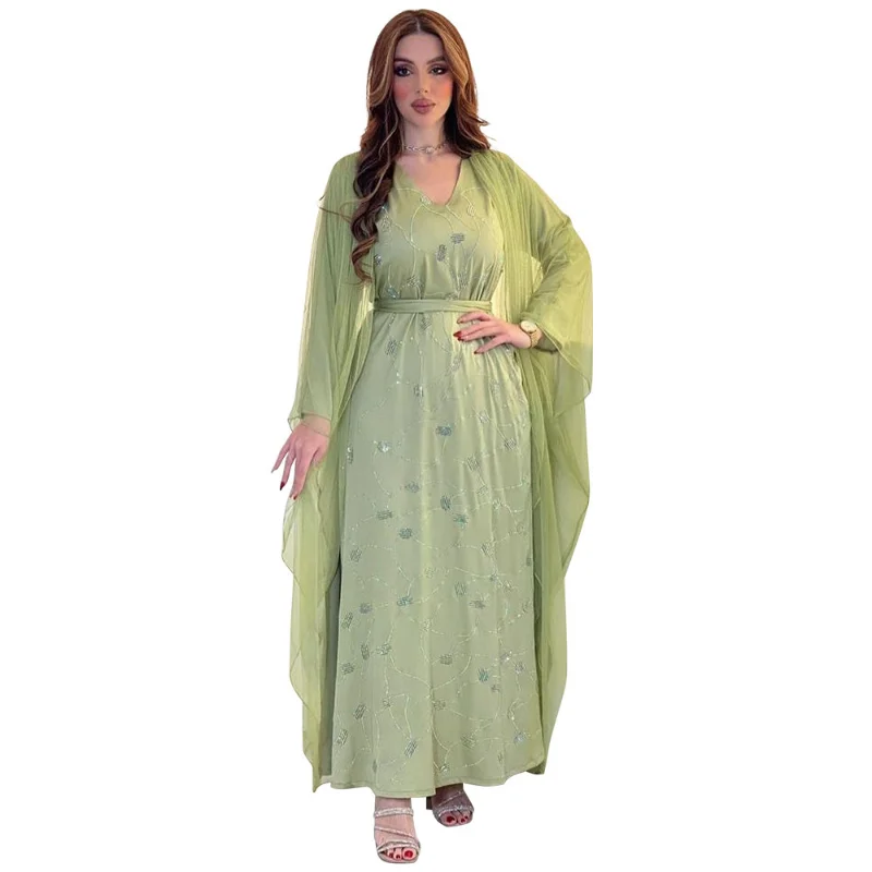 Eid Evening Dress Diamond Muslim Women Mesh Abaya Party Dresses Ramadan Abayas Caftan Kaftan Saudi Arab Maxi Vestidos 2023