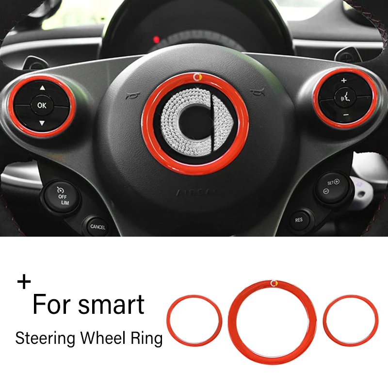 

Car Steering Wheel Panel Decoration Ring Cover Sticker Interior Styling Accessories For Smart 453 Fortwo Forfour 2015-2020