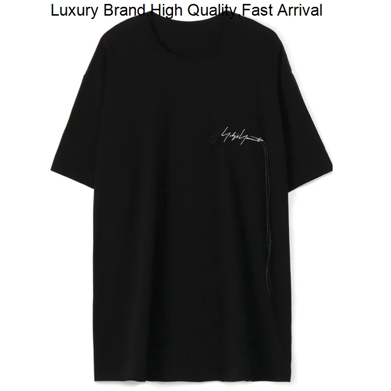 

Yamamoto Yohji Embroidery Autograph Hemp Rope Pure Cotton Baggy Round Neck Short Sleeve T-Shirt For Men And Women