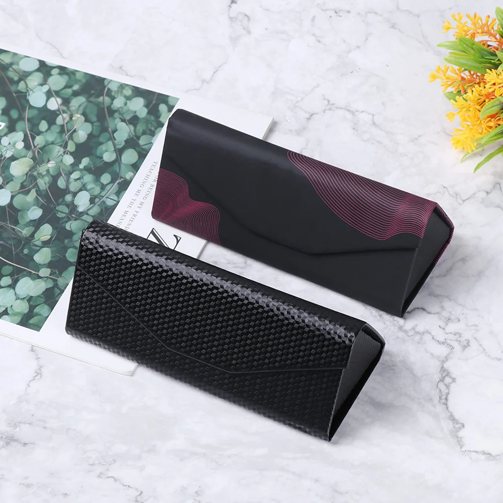 

1Pc Fashion Solid Color Folding PU Waterproof Strong Magnet Eyewear Case Portable Triangle Glasses Box Protective Organizer