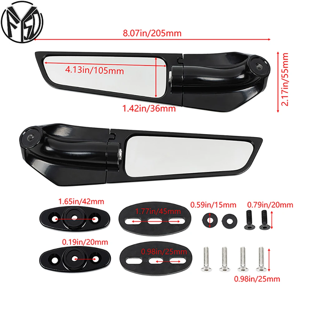

2pcs Motorcycle Rear-view Mirrors Adjustable Rotating Wind Swivel Wing Mirror For Suzuki GSX-R1000 2005-16 GSXR600 750 2006-21