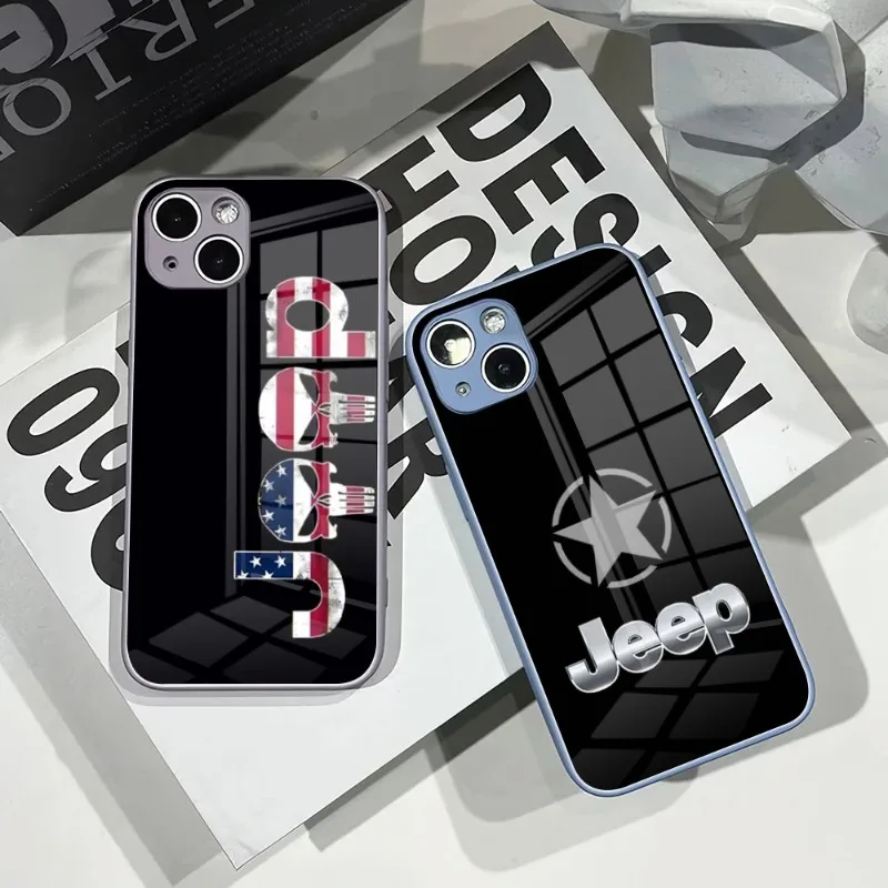 

Камуфляжный чехол для телефона с логотипом спортивного автомобиля Jeep для IPhone 14Pro 13 11 12 XR XS MAX 7/8 X Plus 13 цветов закаленное стекло крутая пара