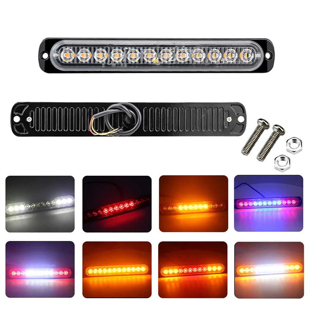 

12LED Car Strobe Warning Light Car Side Strobe Signal LED Lamp Truck Trailer Hazard Warning Flashing Emergency Light Flashlight