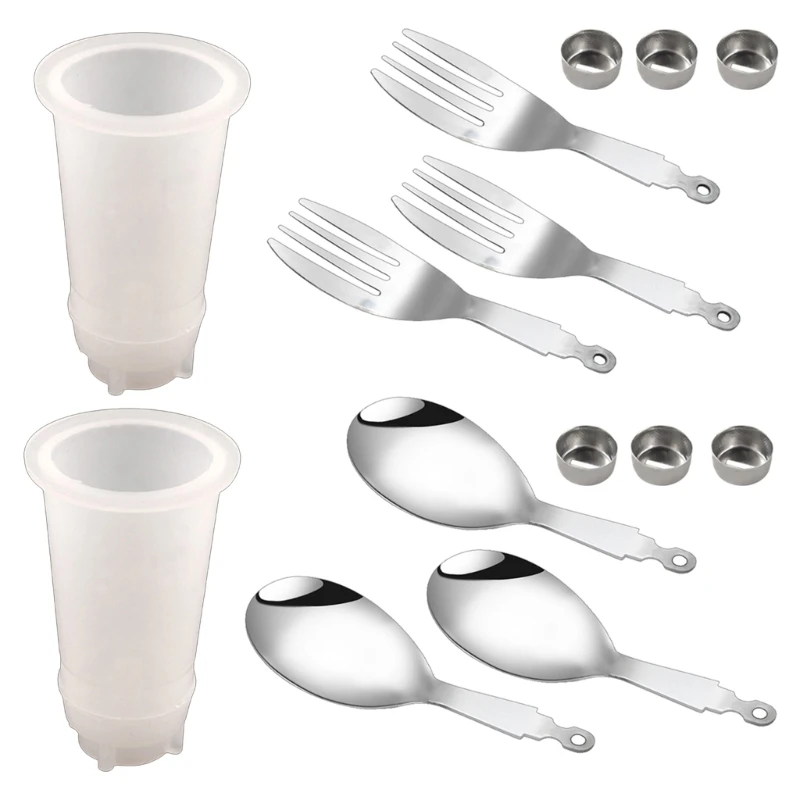 

Spoon and Fork with Handle Silicone Mold Fruit Forks Kitchen Accessory Wedding