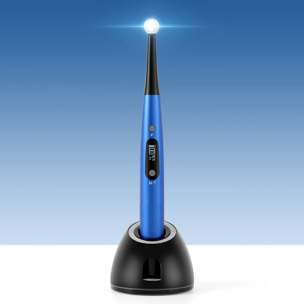 

Dental LED Curing Light Wide Spectrum 1 Second Cure Metal Body Built-in Light Meter Max 2600mW/cm² 385nm-515nm Dentistry Tools