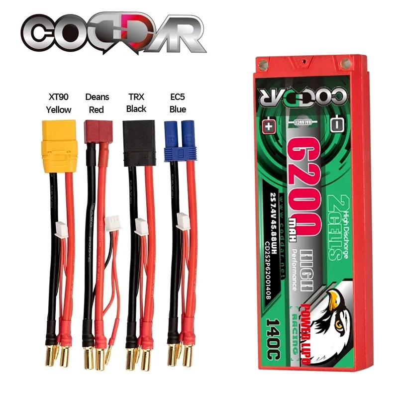 

CODDAR 7.4V 6200mAh LiPo Battery for 1:8 1/8 RC Car Four Drive Off-Road Boat for 140C/280C 7.4V LIHV BATTERY