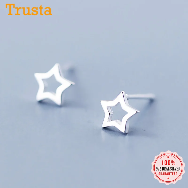 

Trustdavis Real 925 Sterling Silver Fashion Sweet Mini Hollow Star Stud Earrings For Women Wedding Party Fine Jewelry Gift DS68
