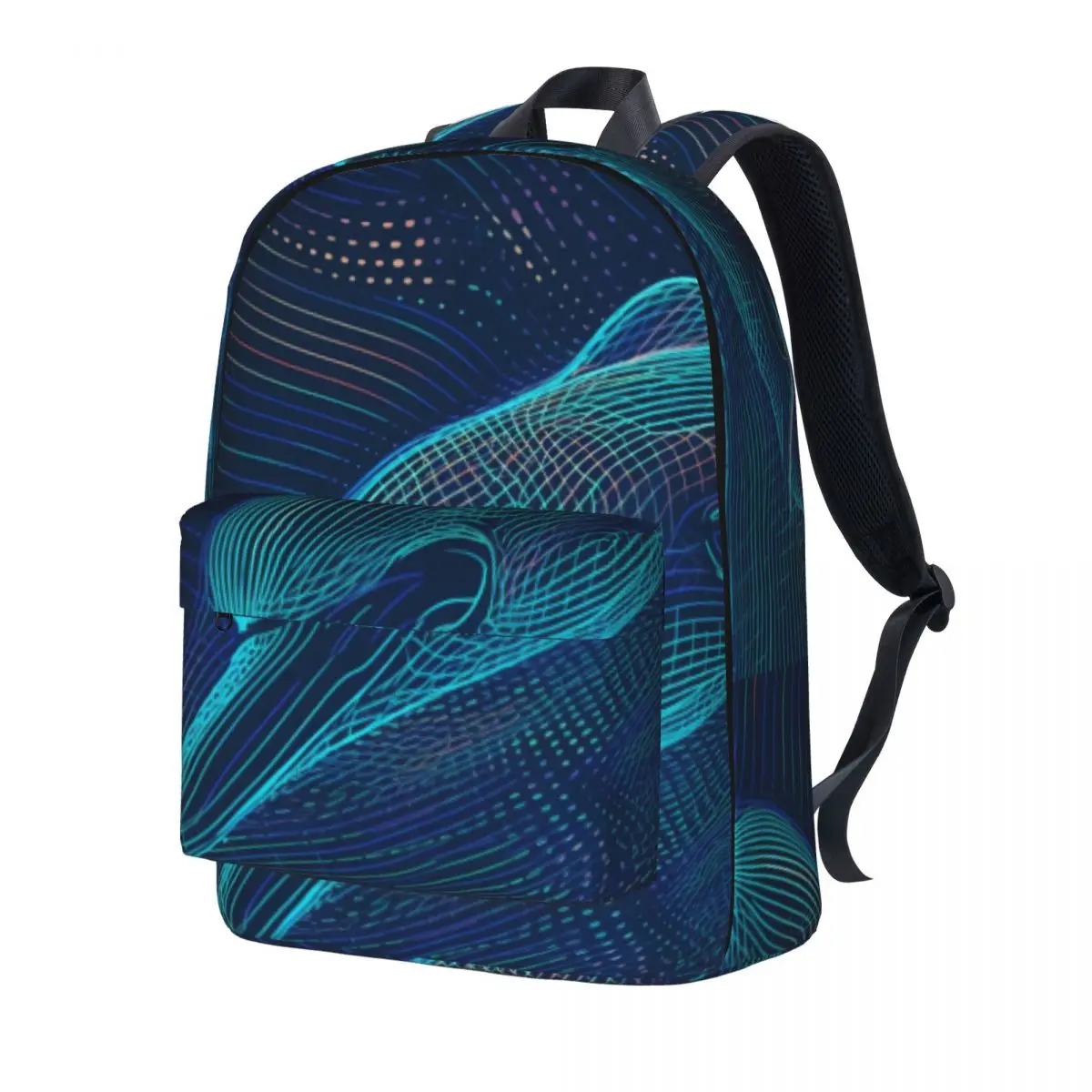 

Dolphin Backpack Portraits Psychedelic Lines Student Polyester Travel Backpacks Durable Modern High School Bags Rucksack