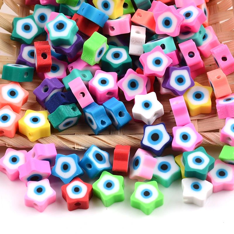

Colorful Star Shape Eye Polymer Clay Beads Spacer Loose Evil Beads for Jewelry Making Charm Bracelet Necklace DIY Accessories
