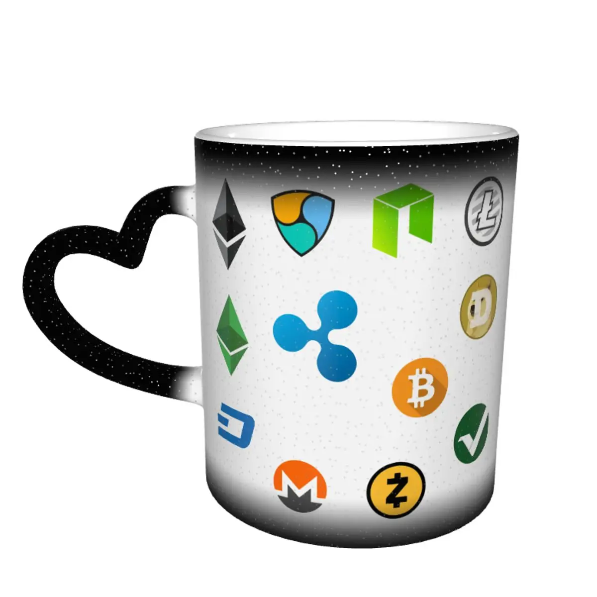 

Color Changing Mug in the Sky Crypto Band BTC LTC ETH ETC DASH DOGE VTC XEM NEM XRP ZEC NEO Cute Graphic Multi-function cups