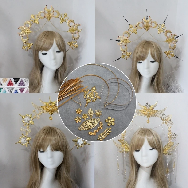 

Halocrown DIY барокко тиара галогенная головная повязка DIY Материал Короны головной убор искусственная богиня