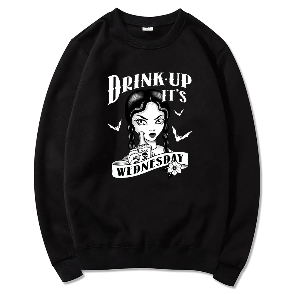 

Kawaii Addams Hoodie Wednesday Addams Hoodies Winter Women Unisex Halloween Gothic Tops Crew Neck Sweatshirt Harajuku Sudaderas
