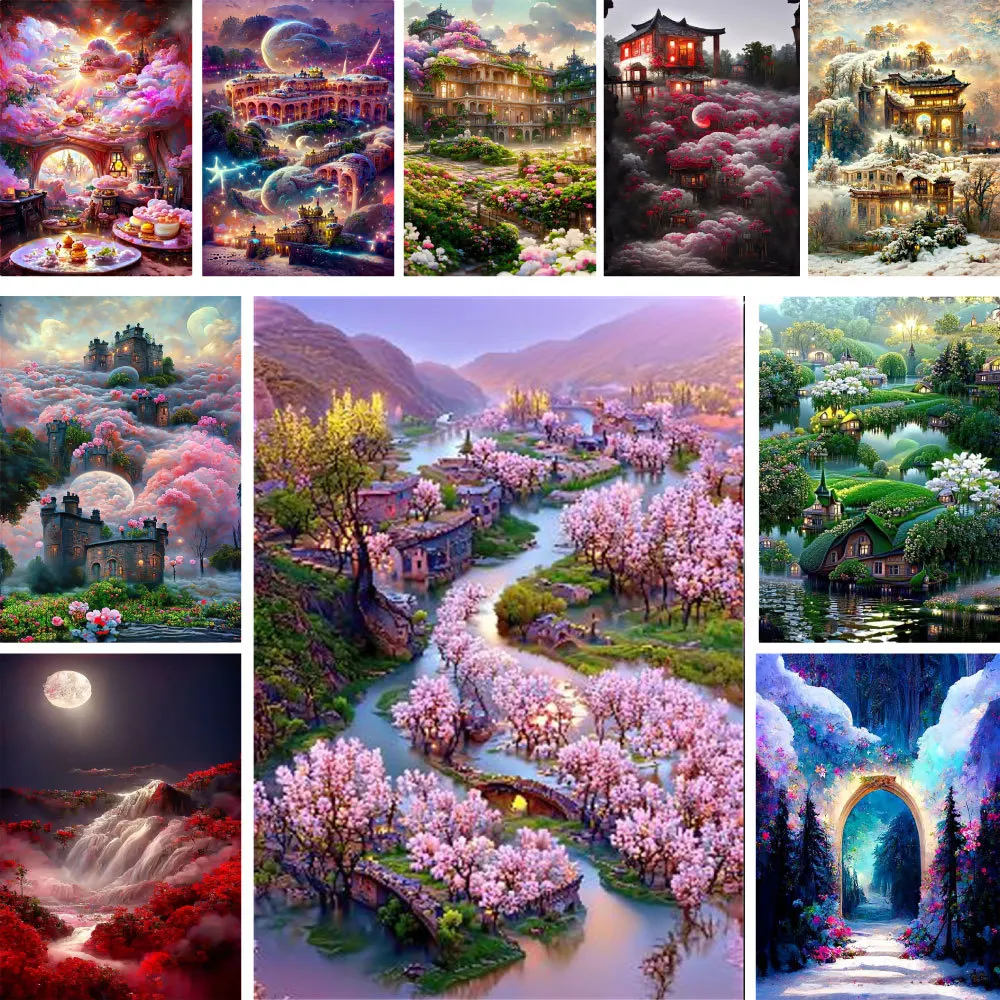 

Fairy Tale World Landscape Cross-Stitch DIY Embroidery Complete Kit Sewing Painting Craft Knitting For Adults Wholesale Design