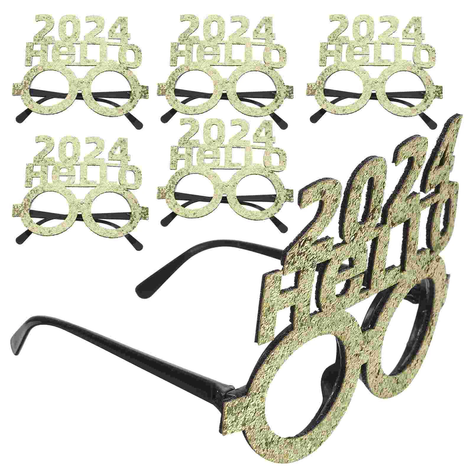

6 Pcs New Year Glasses Eyeglasses Props Party Supplies 2024 Makeup Costume Decor Funny Decoration Plastic Graduation Eyewear
