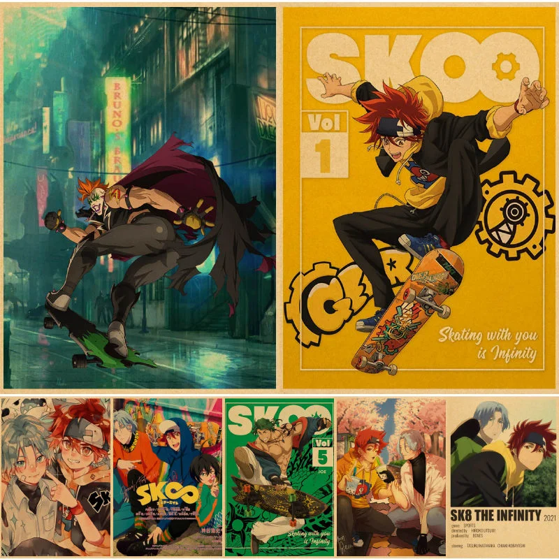 

Настенные плакаты Sk8 the Infinity, плакаты, художественная бумага с рисунком, искусственный декор, аниме, бумага для спальни, мусульманские настен...