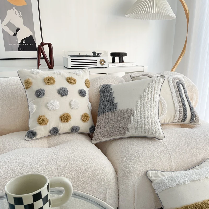 

Lace Tassel Cushion Home Lumbar Pillow Cotton Tufting Custom Sofa Pillowcase Chair Pad Living Room Christmas Decoration