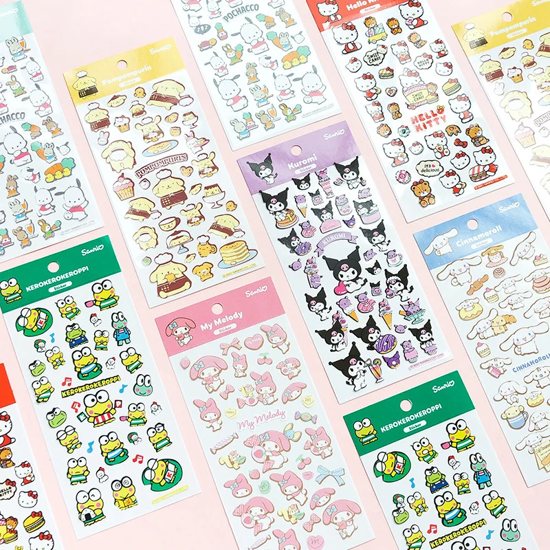 

7 шт. милые стикеры Sanrio из аниме Hello Kitty Kuromi наклейки "Мелодия", Мультяшные Стикеры, Детские Декоративные наклейки для блокнотов, игрушки в подарок