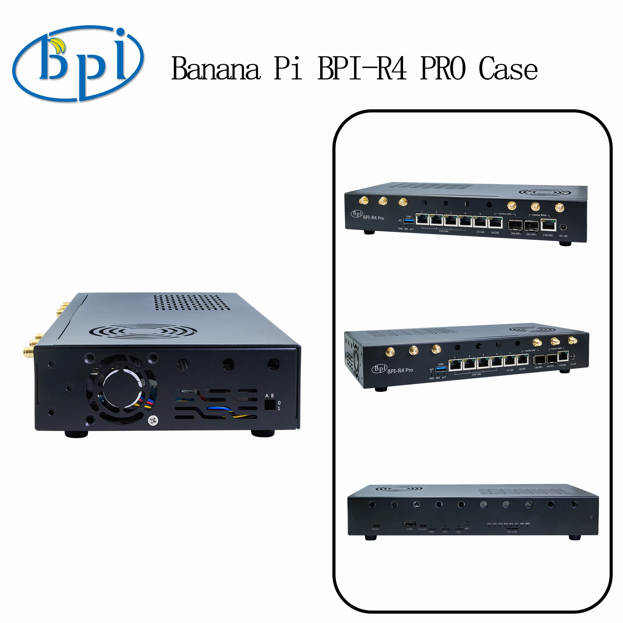 Фото Металлический корпус Banana Pi BPI-R4 PRO, железный корпус, совместимый с аксессуарами BPI-R4 PRO №1