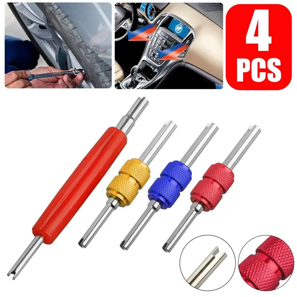 

4 Pcs Colorful Car Air Conditioner Valve Core Wrench Double Head Installation Tool Valve Core Removal Screwdriver