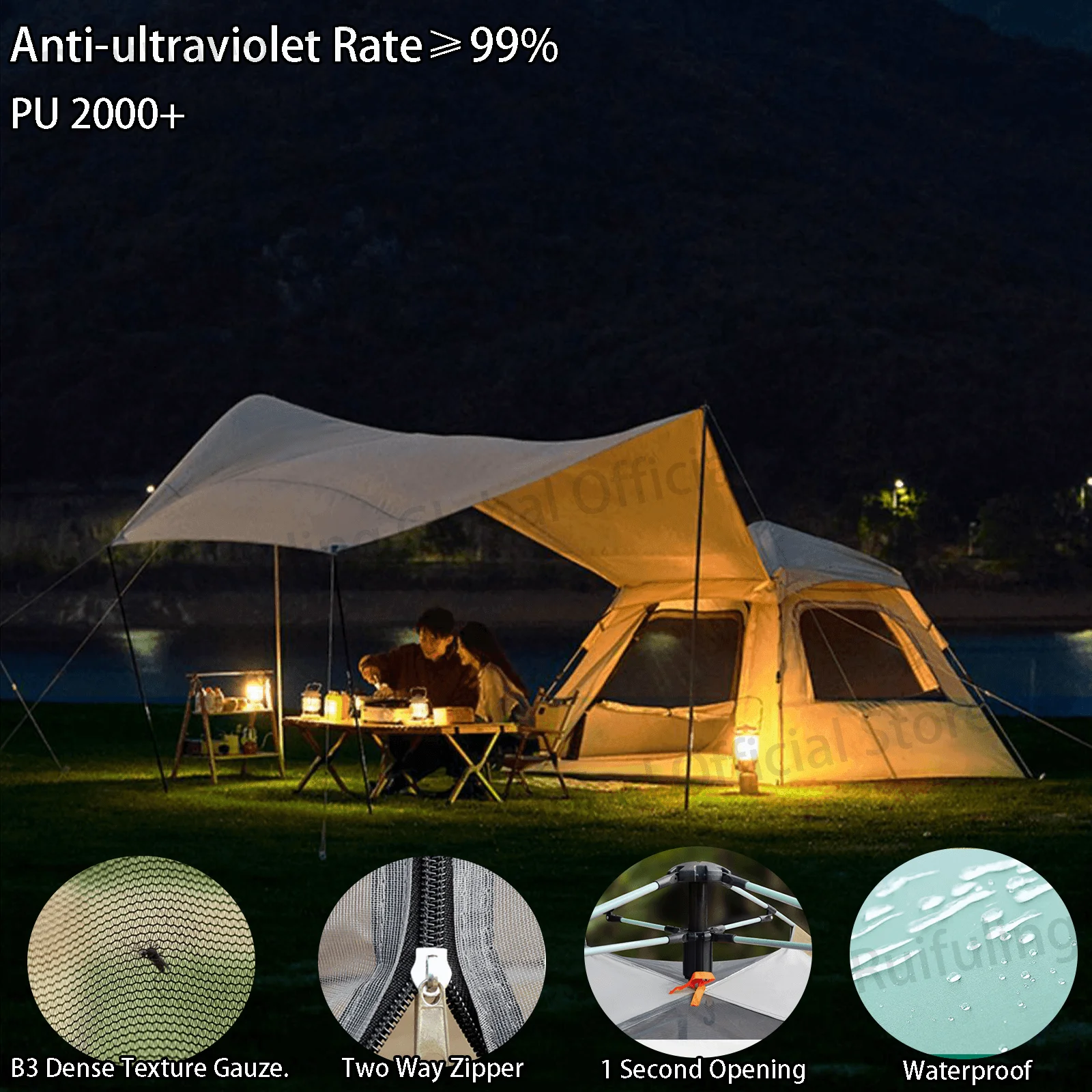 

One-touch Awning Waterproof Tarp Tent Shade Ultralight Garden Canopy Sunshade Outdoor Camping Tourist Beach Blanket Sun Shelter