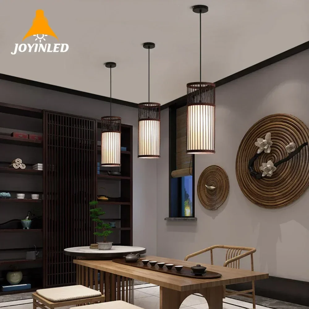 Классический подвесной светильник из бамбукового дерева с блеском деревенский