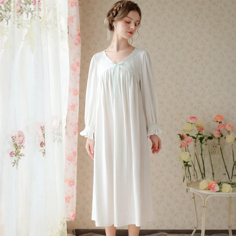 

Wasteheart Women White Homewear Sexy Sleepwear Night Dress Lace Bow Nightwear Luxury Nightgown Female Gown Plus Size Nightdress