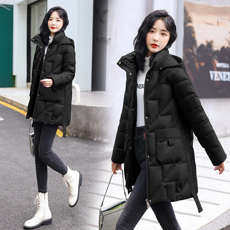 Fashion Women Jacket 2022 New Winter Parkas Female Glossy Down Cotton Jackets Hooded Casual Warm Parka Coat Female Outwear