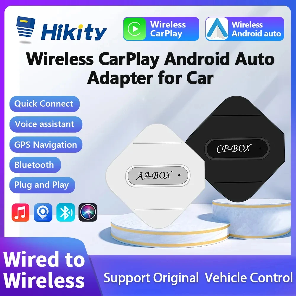 Hikity беспроводной Carplay AI Box Android автомобильный ключ Bluetooth адаптер WIFI GPS навигация