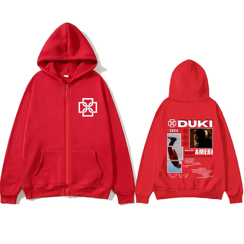 Фото Rapper Duki Antes De Ameri Double Sided Print Zipper Hoodie Male Fashion Jacket Coat Men Women Hip Hop Oversized Zip Up Hoodies №4