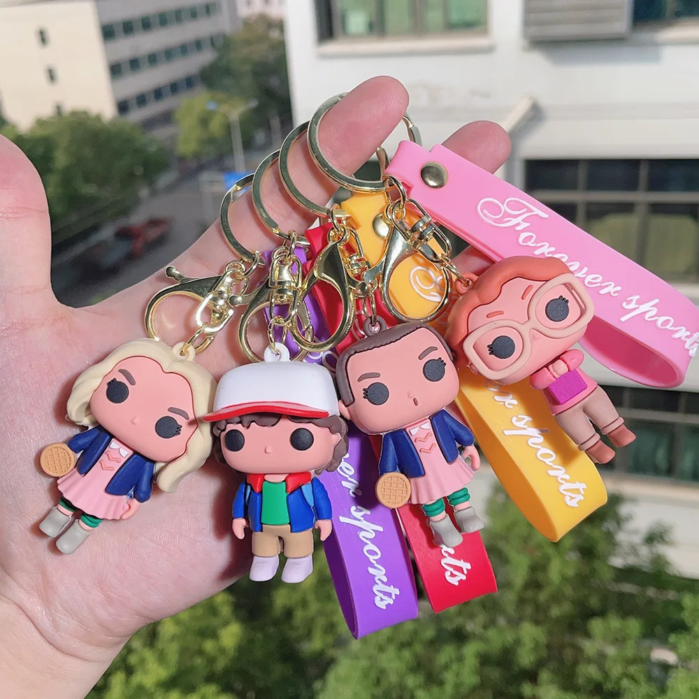 

Stranger Things Keychain Accessories Anime Key Chain Ring Keychains Women Jewelry Keyring Decoration Figure Toy Eleven Bag Charm