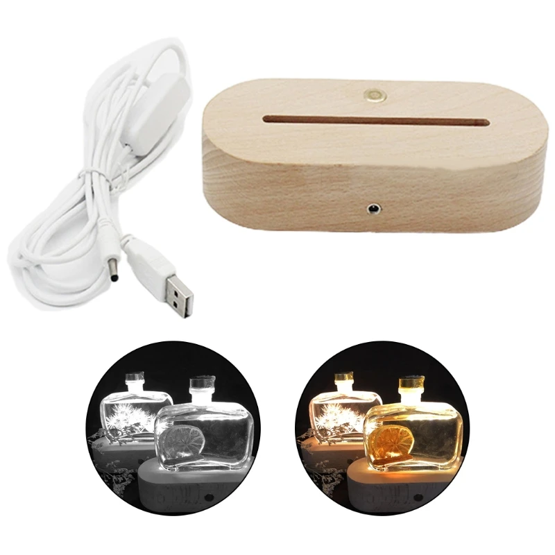 

Light Base for Touch Control Shaped Wood LED Luminous Handicraft Decorat T5EF