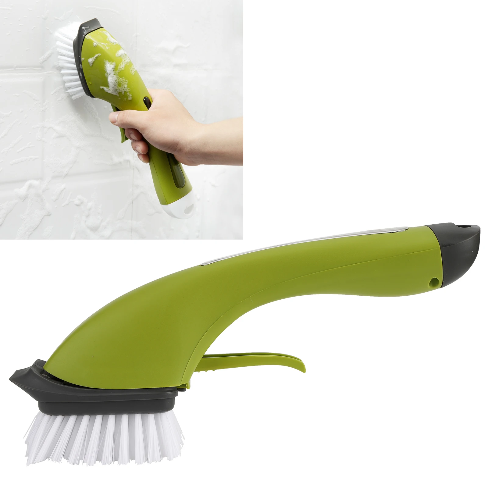 Щетка для чистки с длинной ручкой дозатором мыла кухонной раковины и посуды