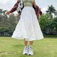 temperament fashion solid color a line casual skirt 2022 autumn new sexy white pleated long skirt streetwear women clothes